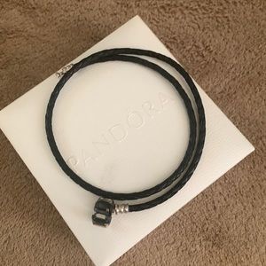 Double wrap leather Pandora bracelet. New with box